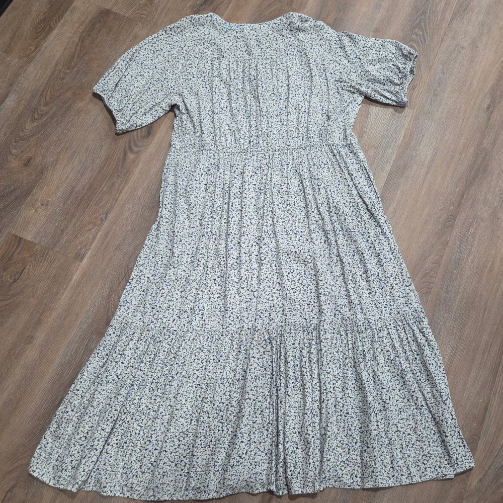 Sonoma Goods For Life Floral Tiered Midi Dress Blue White Linen Blend XXL - Picture 8 of 8